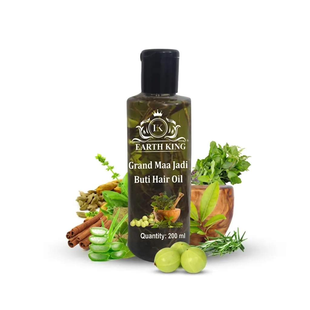 EARTH KING Grand Maa Jadi Buti Hair Oil | Jadibuti | Helps in Hair Fall Control and Hair Growth with Natural Herb for Men & Women – 200Ml