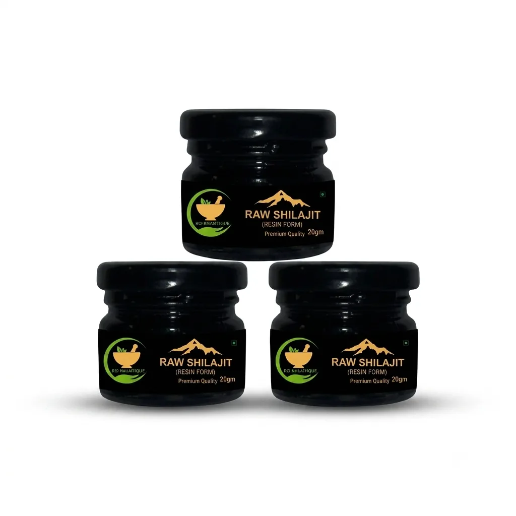 FIJ AYURVEDA Pure Ayurvedic Raw Shilajit/Shilajit Resin (Semi Liquid) Supports Power, Energy & Vitality – 60Gm (Pack of 3)
