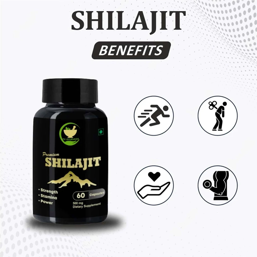 FIJ Ayurveda Premium Shilajit Extract Capsules for Vigor & Vitality – 60 Capsules
