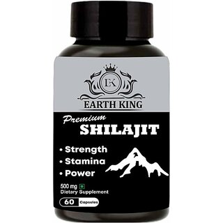 EARTH KING Premium Shilajit/Shilajeet Capsule for Stamina and Energy 500mg 60 Capsules